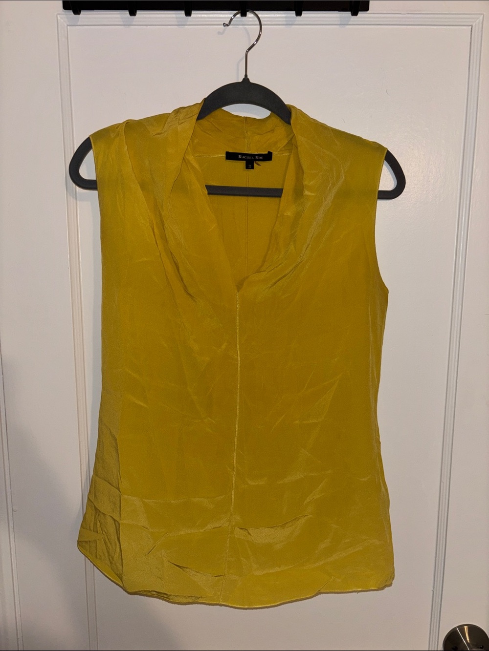 RACHEL Rachel Roy Sleeveless V-Neck Silk-Look Camisole in Mustard Yellow